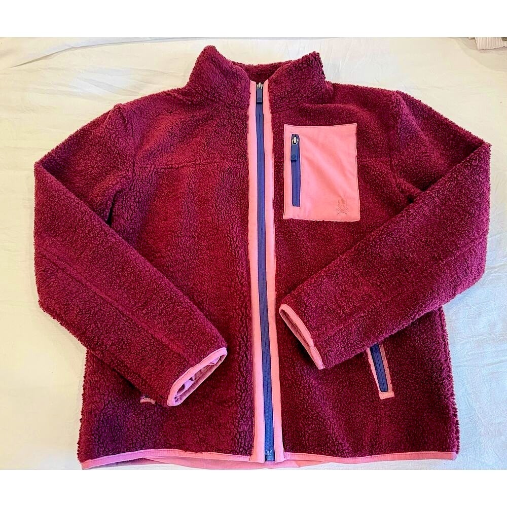 Sherpa Zip Up Jacket in purple and mauve (soulcycle)